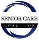 Logo with two curved blue lines forming a partial circle around the words "Senior Care Coalition" in black text on a white background, representing personalized senior care in Auburn.